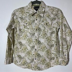 Cowboy Hardware, Paisley Pearl Snap Western Shirt. Size Medium.